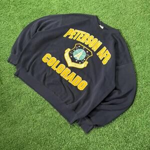 Vintage 90s Peterson AFB Colorado Crewneck USA Made XL Navy Air Force Sweatshirt